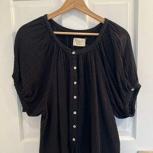 9Seed size M/L MONTECITO top in lightweight gauze - black